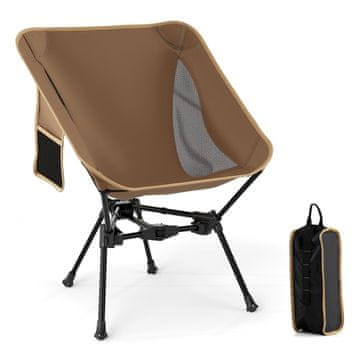 Costway Prenosni kamp stol kava – Material: aluminijeva zlitina 7075 letalske kakovosti, 600D oxford, mreža