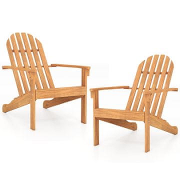 Costway Set 2 vrtnih stolov Adirondack naravni zaključek