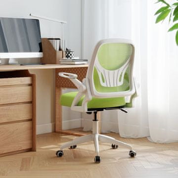 Costway Ergonomski pisarniški stol zelen z zložljivimi naslonjali za roke in funkcijo zibanja
