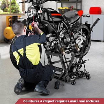 Costway Hidravlični dvigalko za motorna kolesa 680 kg, 3-nivojsko nastavljiva višina, črna platforma