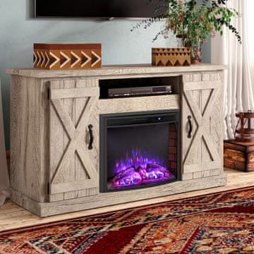 Costway Električni kamin 1500W z grelnikom, daljinskim upravljalnikom in zaščito pred pregrevanjem