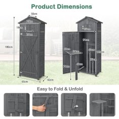 Costway Lesen vrtni kabinet 75x50x180,5 cm siva