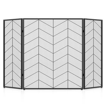 Costway Zaščitni zaslon za kamin 132x79 cm z vzorcem ribje kosti Chevron