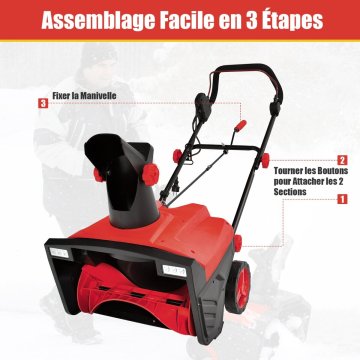 Costway Električni snežni freza 15A 500 mm, doseg izmeta 9 m, rdeča