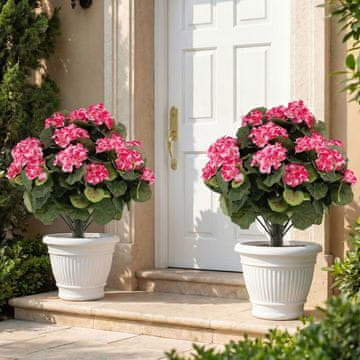 Costway Set 2 umetnih pelargonij z PE stebli in svilenimi listi roza