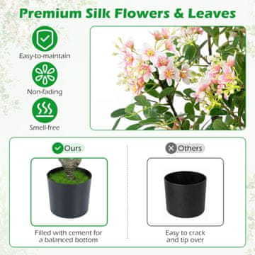 Costway Umetno drevo Impatiens 91 cm, komplet 1, roza