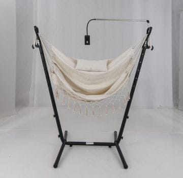 Costway Viseči stol z nastavljivo višino sedeža in blazino, 152x107x96-146 cm, bež