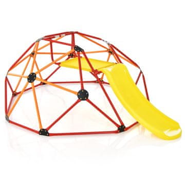 Costway Geometrijski kupolni plezalnik in igralni komplet s toboganom, oranžen
