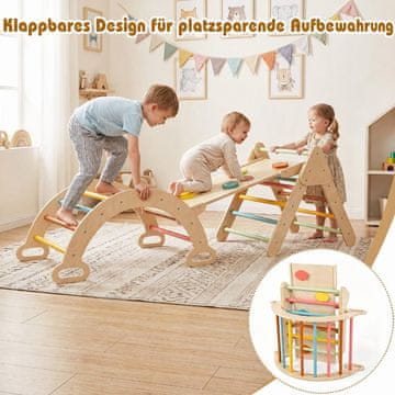 Costway Montessori leseni plezalni komplet 3-v-1 barvit