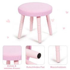 Costway Otroška toaletna mizica z barskim stolom in snemljivim ogledalom roza