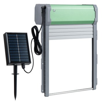 Costway Samodejna aluminijasta vrata za kokošnjak z daljinskim upravljalnikom, sončno USB polnjenje, svetlobni senzor, časovnik