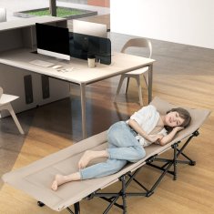 Costway Zložljiva kamp postelja z nosilno torbo, blazino in naslonom za glavo, kaki