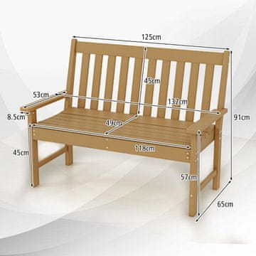 Costway Zunanja klop 132x45x71 cm iz tikovine