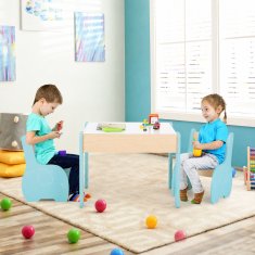 Costway 3-delni otroški sedežni komplet 4 v 1 z odstranljivo tablo in prostorom za shranjevanje, modra