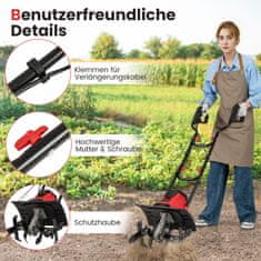 Costway Električni kultivator 1200W 36,5x24x138 cm rdeč