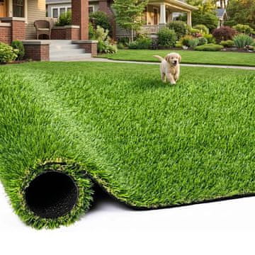 Costway Preproga iz umetne trave 5 x 1 m, višina vlaken 20 mm z drenažnimi luknjami