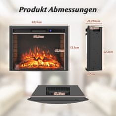 Costway Električni kamin 1500W z grelnikom, daljinskim upravljalnikom in zaščito pred pregrevanjem