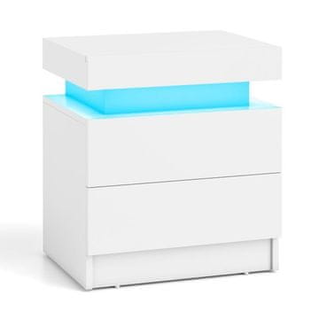 Costway Nočna omarica z 2 predaloma in LED lučjo, bela