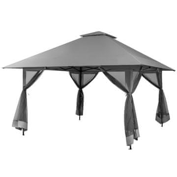 Costway Paviljon 4x4 m z mrežastimi stranskimi stenami UV zaščita 50+ siva