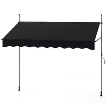 Costway Ročna zložljiva senčnica 250x300 cm črna