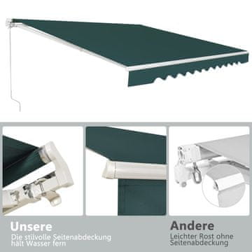 Costway Tenda 400x250 cm zelena – Material platna: 280G poliester s PU premazom