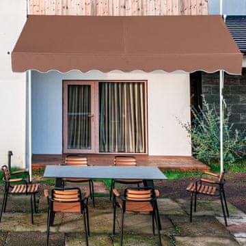 Costway Ročna izvlečna senčnica 250 cm nastavljiva višina 200-300 cm kava
