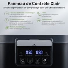 Costway Električni komposter 4L s samodejnim čiščenjem pokrova, LED zaslon, črn