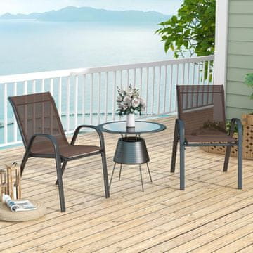 Costway Set 4 zložljivih vrtnih stolov 56x70x84 cm rjavi