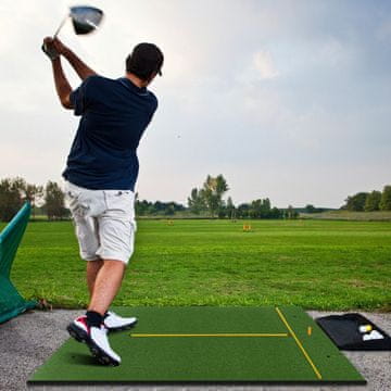 Costway Mata iz umetne trave za notranji in zunanji golf, 25 mm, z 2 gumijastima tee-jem in 2 palicama za poravnavo