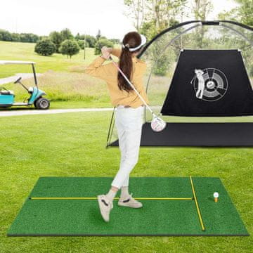 Costway Mata iz umetne trave za notranji in zunanji golf, 27 mm, z 2 gumijastima tee-oma in 2 palicama za poravnavo