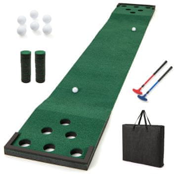 Costway Notranja in zunanja podloga za golf 11 ft z 2 nastavljivima palicama za golf in 6 žogicami