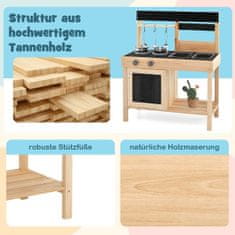 Costway Otroška igralna kuhinja z 2 snemljivima pomivalnikoma, pipo, štedilnikom, kuhinjskimi pripomočki