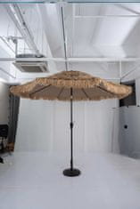 Costway Senčnik Hawaii 290 cm, nagib 30°, z LED sončno osvetlitvijo, svetlo rjav