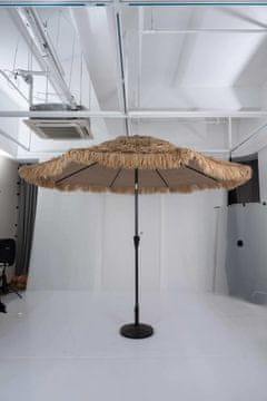 Costway Senčnik Hawaii 290 cm, nagib 30°, z LED sončno osvetlitvijo, svetlo rjav