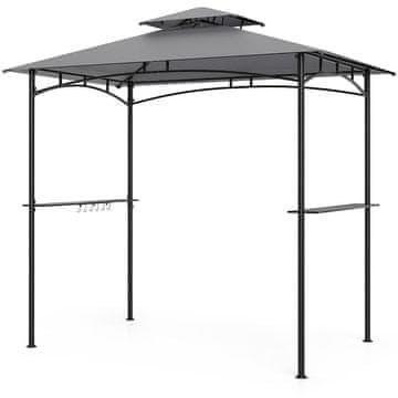 Costway Paviljon za žar 242x150 cm siva z 2 policama in 6 kljukami