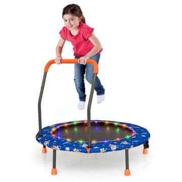 Costway Mini trampolin za otroke mornarsko modre barve z LED lučmi in varnostnim ročajem