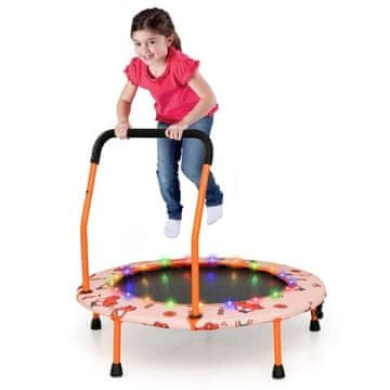 Costway Mini trampolin za otroke z LED lučmi in varnostnim ročajem, oranžen