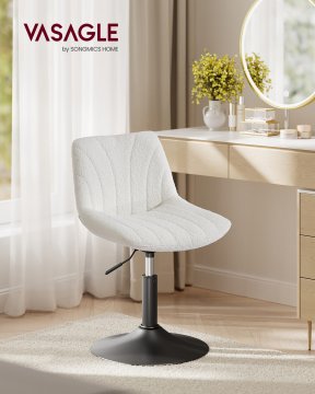 Songmics Stol za ličenje 43.0x46.5x65.5-77.5 cm kremno bel