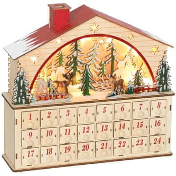 Homestar Adventni koledar 24 predalov 36x10x34 cm naravno leseno
