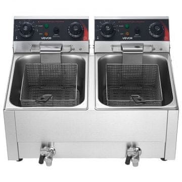 VEVOR Električni friteza z dvema rezervoarjema 14 L 5000W srebrna