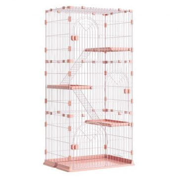 VEVOR Notranja mačja kletka s 4 nivoji 84x60.5x163.5 cm roza