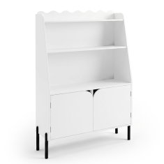 Costway Otroška polica 80x30x121 cm bela s 3 odprtimi predelki in 2 vrati