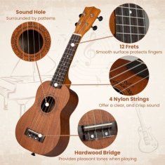 Costway Soprano ukulele 21 palcev