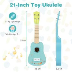 Costway Ukulele 21 palcev za otroke z ohišjem iz basswooda