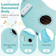 Costway Ukulele 21 palcev za otroke z ohišjem iz basswooda