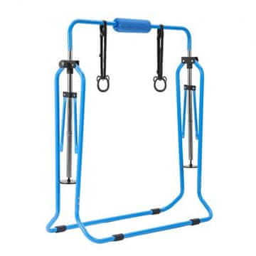 VEVOR Zložljiva gimnastična droga za trening s podlogo, nastavljiva višina, nosilnost 63.5 kg, modra