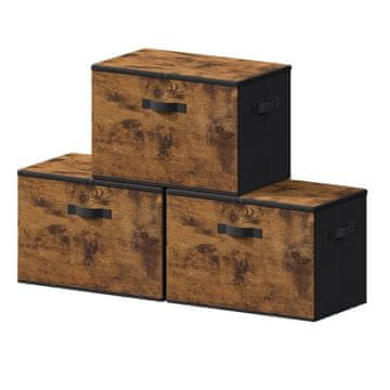 Songmics Zložljive shranjevalne škatle, 3-delni set, 40x30x25 cm, rjave
