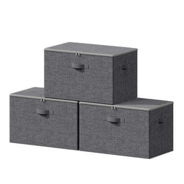 Songmics Zložljive shranjevalne škatle 3-delni set 40x30x25 cm siva