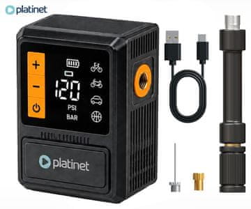 Platinet PCT70 mini brezžični zračni kompresor, 2-v-1, 70 W, 8.3 bar, črni (PUMP-PL-PTC70)
