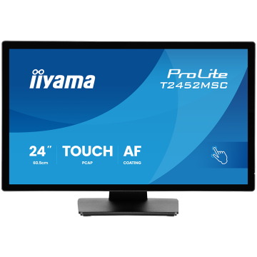 iiyama Monitor LED T2452MSC-B2 24" DeepContrast PCAP+ 10pt touchscreen 1920x1080 120Hz 400cd 5ms HDMI DP landscape, face-up tilt